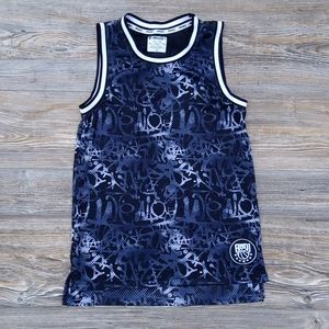 Graffiti Patterned Jersey Style Tank Top